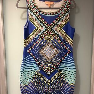 Geometric Blue Patterned Dress